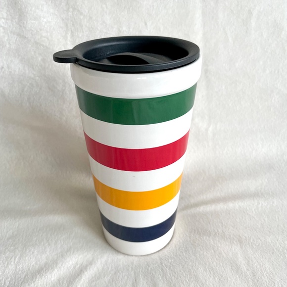 Hudson's Bay Company HBC Stripes Tall Ceramic Travel Mug with Lid - Picture 4 of 10